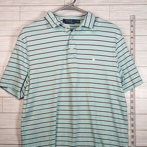 Polo by Ralph Lauren Aqua/Navy Striped Polo w White Pony